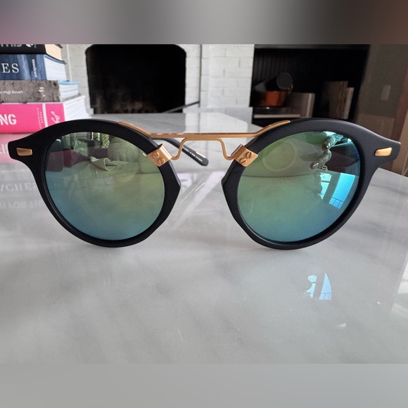 Krewe St. Louis Polarized Sunglasses, 46mm - Matte Black / Aqua - Picture 2 of 8